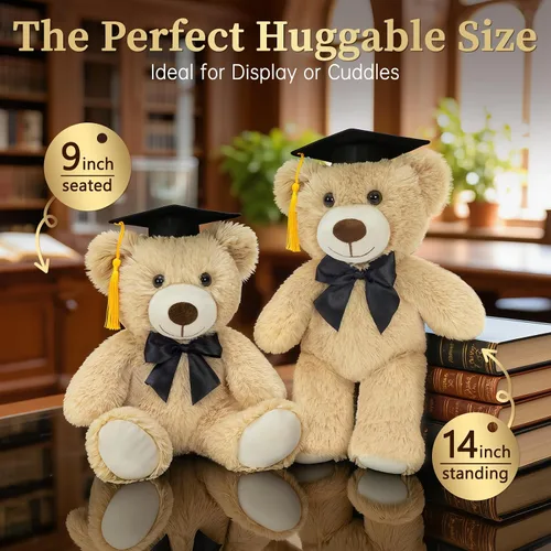 Vista 8 de MorisMos Oso de peluche de graduación de 14 pulgadas con gorra de graduación, regalo de graduación de clase 2026 para niños, niñas, niños, recuerdo