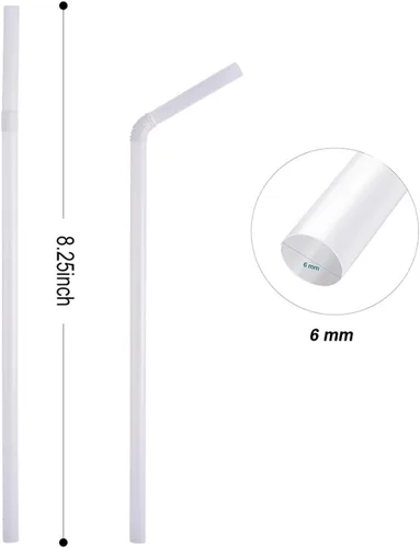 Vista 3 de 100 Unidades Pajitas PLA Compostables 100% a Base de Plantas - Pajitas Flexibles Biodegradables Sin Plástico para Beber - Una Fantástica Alternativa