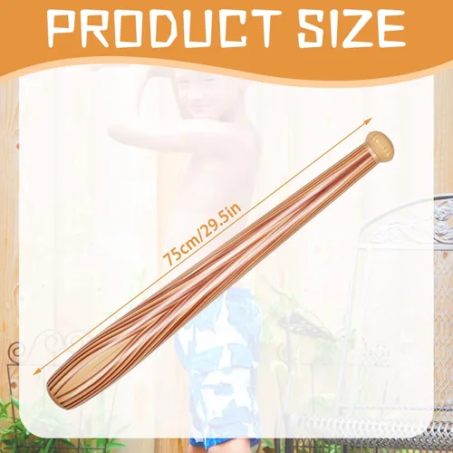 Vista 3 de Sotiff Bate de béisbol inflable para niños, 12 unidades, de 29.5 pulgadas, con temática deportiva, color marrón, para fiestas deportivas, regalos
