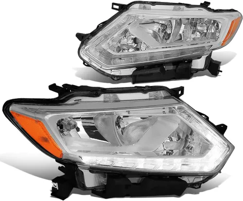 Vista 9 de Auto Dynasty - Conjunto de faros delanteros LED DRL compatibles con Nissan Rogue 2014 2015 2016, par de lámparas halógenas de repuesto con barra