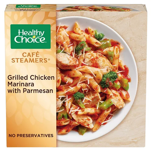 Vista 2 de Healthy Choice Café Steamers Marinara de pollo a la parrilla con parmesano – Sin conservantes – 0.74 oz de proteína por porción – Paquete de 8