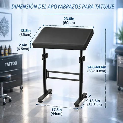 Vista 5 de POARMEEY Soporte para brazos XXL Tattoo con altura y ángulo ajustables Negro