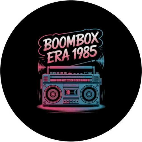 Vista 3 de Vintage Boombox Era 1985 Retro 80s Music Lover PopSockets Adhesive PopGrip