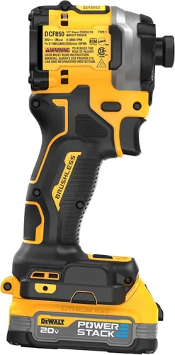 Vista 7 de DEWALT Kit de taladro de impacto inalámbrico ATOMIC de 20 V, 1/4 de pulgada, batería y cargador incluidos (DCF850E1)