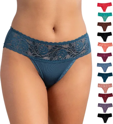 Vista 2 de Alyce Ives Intimates 12 Pack Womens Lace Thong Assorted