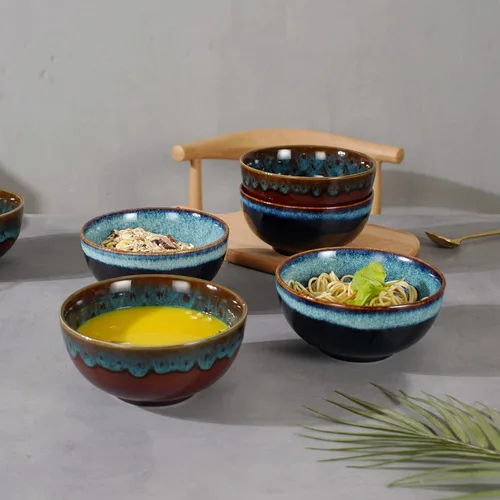 Vista 6 de Juego de 4 cuencos de cereales, cuencos de sopa, de cerámica de 6 pulgadas para cocina, juego de cuencos de estilo japonés para postre, fideos