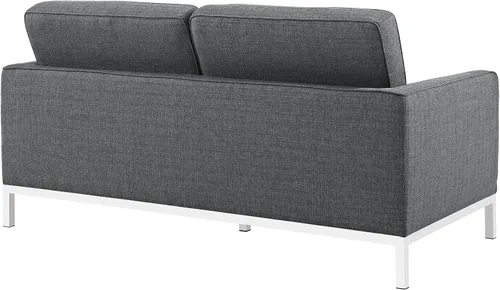 Vista 4 de Modway Loft tapizado tela mediados de siglo moderno sofá biplaza en gris