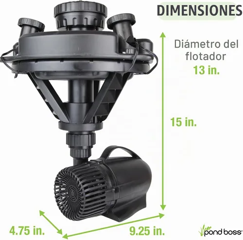 Vista 2 de Pond Boss - DFTN12003L - Puente flotante con luces, cable de alimentación de 50 pies, 1/4 hp.