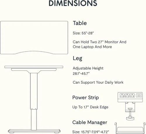 Vista 40 de FLEXISPOT EN2 Escritorio de pie de una pieza completa con regleta de alimentación de abrazadera, escritorio eléctrico de altura ajustable de 40 x 24