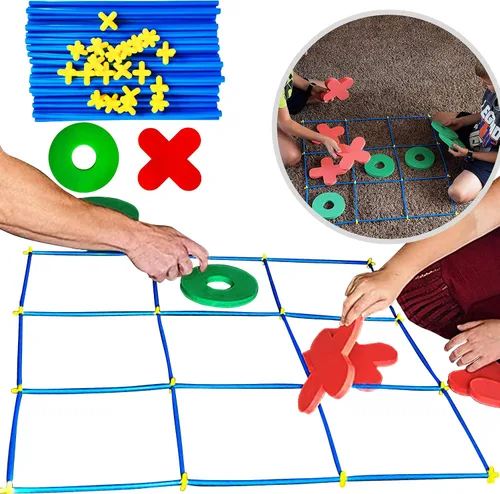 Vista 5 de RAINBOW TOYFROG Juego de Tic Tac Toe gigante, juegos grandes para interiores y exteriores, diversión en el patio trasero para niños y adultos, juego
