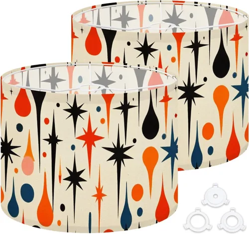 Vista 13 de Lamp shades for Table Lamps Boho Abstract Terracotta Orange Texture Foliage Light Shade Subtle Medium Drum Lamp Shades 13''W x 10''H Replacement