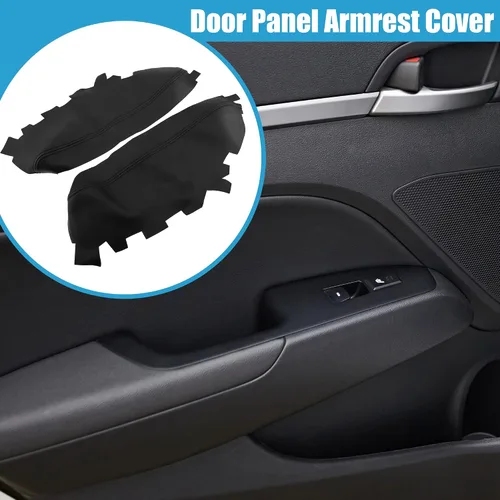 Vista 2 de Panel de la puerta delantera del coche reposabrazos cubierta interior puerta trims para Toyota Avalon 2013-2018 negro 1 par
