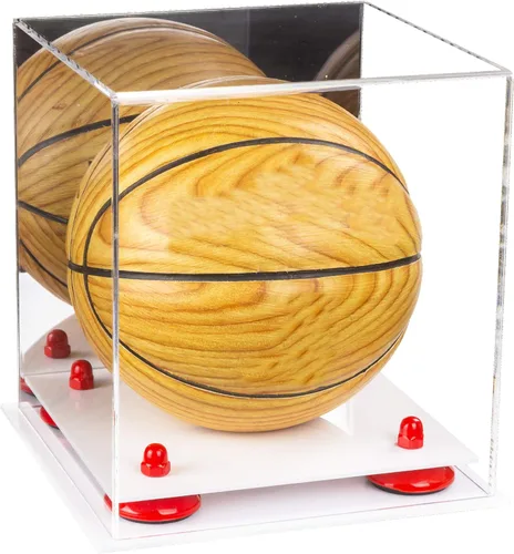 Vista 133 de Better Display Cases Mini acrílico - Miniatura (no tamaño completo) Baloncesto vitrina con elevadores negros y espejo (A015-BR)
