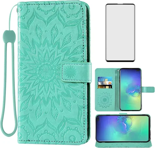 Vista 14 de Asuwish Funda de teléfono para Samsung Galaxy S10 Plus con protector de pantalla de vidrio templado, funda delgada de cuero, soporte para tarjetas