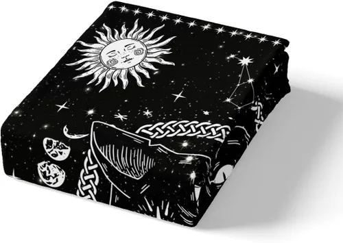 Vista 5 de Juego de ropa de cama de animales de gato misterioso, bohemio, exótico, tribal, abstracto, arte abstracto, juego de funda de edredón para decoración