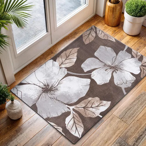 Vista 31 de CAMILSON Solana - Alfombra moderna con diseño floral de 2 x 3 pies, antideslizante y parte trasera de goma, negro - flores grises, alfombra