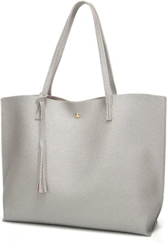Vista 26 de Dreubea - Bolsa de hombro y de mano de piel sintética suave para mujer, con borla, de gran capacidad