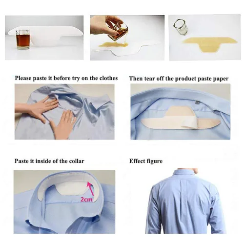 Vista 5 de AHIER 20 almohadillas desechables para el cuello para el sudor, protector de camisa de cuello, almohadillas absorbentes para cuello, protección