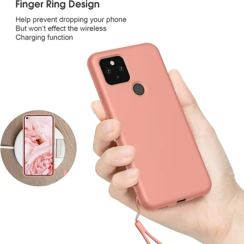 Vista 5 de Compatible con Google Pixel 5A, funda delgada de goma de gel de silicona (con forro de microfibra), diseño de cuerpo completo a prueba de golpes