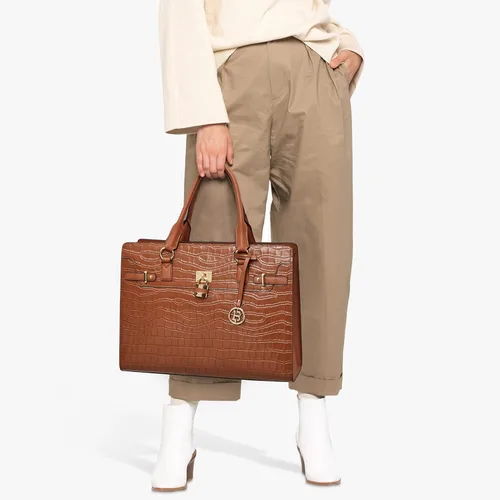 Vista 2 de BOSTANTEN Maletín para mujer 15.6 pulgadas cuero portátil bolsa vintage delgada abogada bolsa de negocios elegante bolso de trabajo