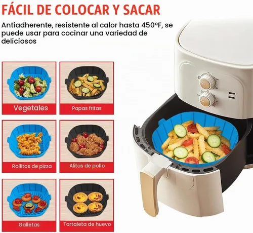 Vista 6 de Forros de silicona para freidora de aire para freidoras pequeñas de aire de 2 a 3 QT, olla de cesta y tazón de silicona reutilizable antiadherente