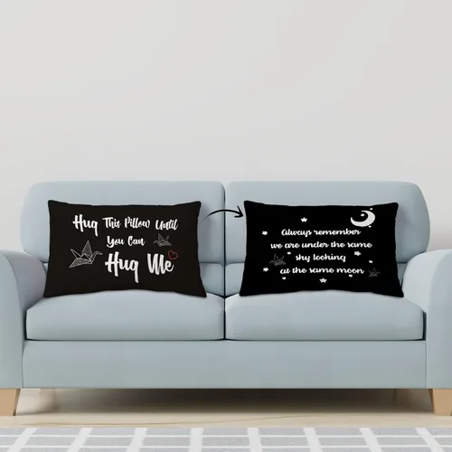 Vista 4 de Hug This Pillow Until You Can - Funda de almohada reversible de 12 x 20 pulgadas, decoración del hogar, regalos de relación a larga distancia