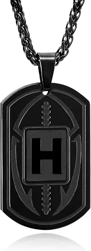 Vista 73 de Graduation Gifts - Football Initial Necklace for Men Boys Kids Teen Dog Tag Stainless Steel Black Letter Pendant Sport Football Athletes Jewelry