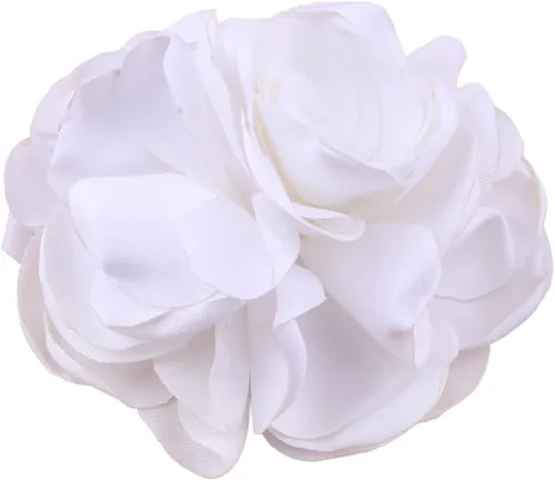 Vista 14 de Huralona 10 flores de cinta de satén para manualidades, lazo, boda, diciembre, vintage, flores de tela, rosas artificiales para tocado, apliques