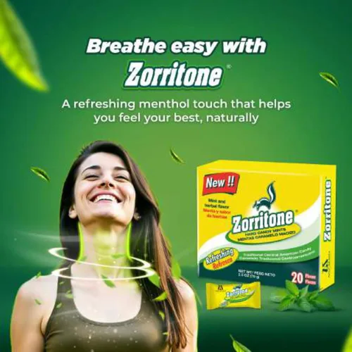 Vista 5 de Zorritone Mentas de caramelo, Sabor a menta y hierbas, 20 pastillas por caja, 3 Cajas 20 caramelos cada caja, 60 unidades en total, dulces