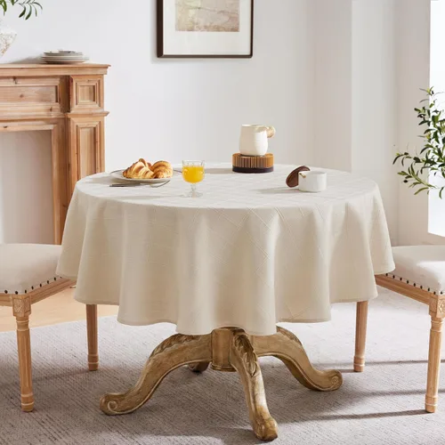 Vista 3 de ZeeMart Mantel (beige, redondo de 52 pulgadas)