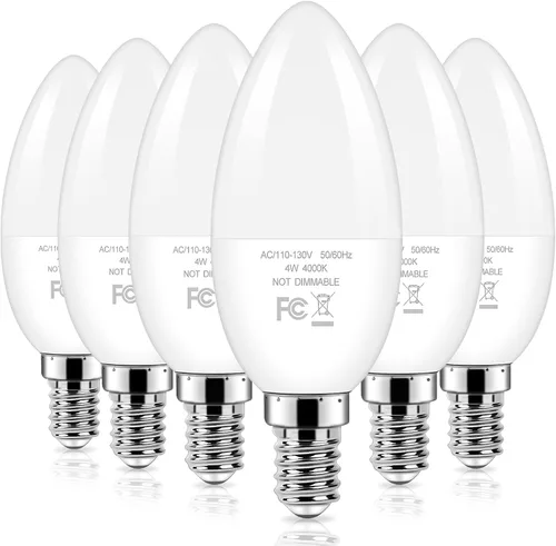 Vista 12 de Bombillas Brightever de candelabro E12 LED, equivalentes a 40 vatios, 4 W, blanco cálido 2700 K, bombillas para ventiladores de techo, luces de vela