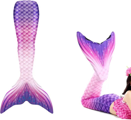 Vista 3 de Hulaha Vestido de sirena para mujer con cola de sirena a juego para niñas