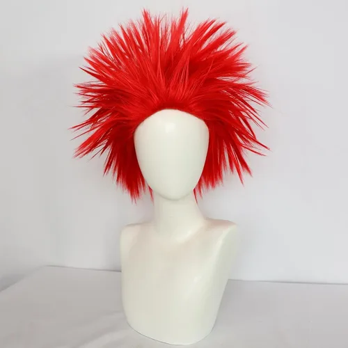 Vista 2 de ANOGOL Peluca roja loca para hombres y mujeres, pelucas de anime rojas Rojo