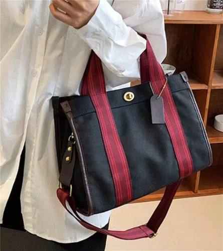 Vista 5 de Women Tote Bag Canvas Shoulder Bag Satchel Hobo Handbag Fashion Crossbody Bag Purse Vintage Handbag Casual Large
