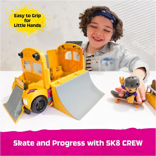 Vista 10 de TECH DECK Sk8 Crew 2-en-1 Autobús Ultra Sk8 Transformable & Almacenamiento con Diapasón y Figura, Minipatinetas Coleccionables, Juguetes para Niños