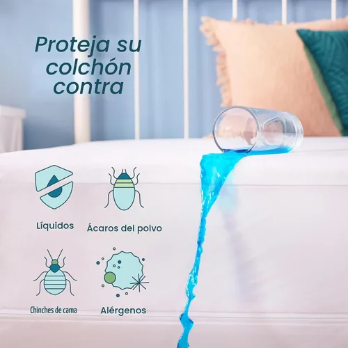 Vista 3 de Carcasa Linenspa con cierre impermeable, transpirable prueba de polvo y ácaros, cama prueba protector de colchón, Poliéster, gemelo