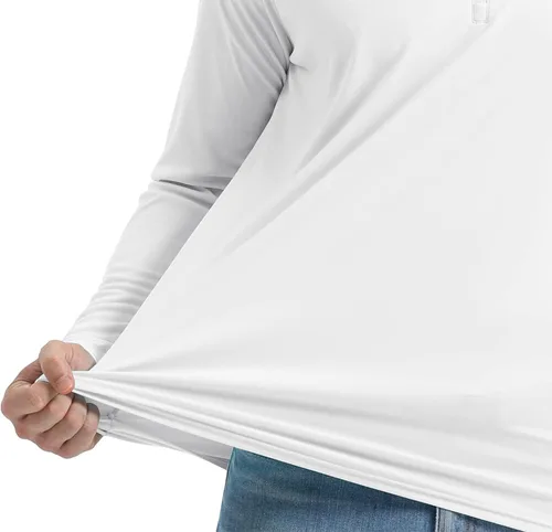 Vista 7 de CRYSULLY Camisas de pesca UPF 50 de manga larga para hombre protección solar para senderismo cremallera de 14
