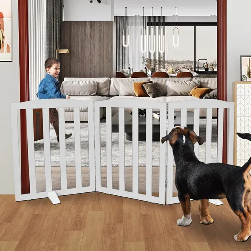 Vista 40 de Puerta Independiente para Perros para Interiores, Puerta para Perros Plegable, Puertas para Mascotas para Entradas, Escaleras o Pasillos, Puerta