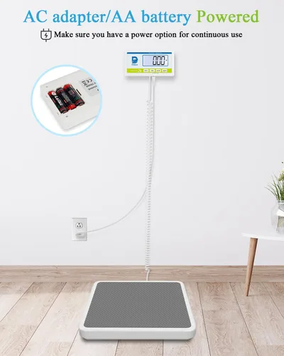 Vista 6 de Báscula médica para peso corporal con pantalla digital, límite de 660 libras, báscula de piso de grado médico de alta precisión, resistente, ajustes