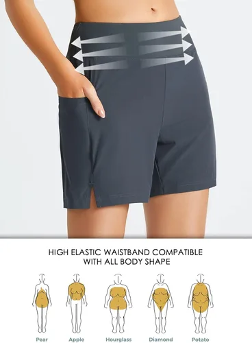Vista 3 de BALEAF Traje de baño de 5 pulgadas para mujer, de secado rápido, cintura alta, UPF 50+, con forro