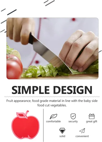 Vista 7 de SHERCHPRY Tabla de servir de manzana roja, tabla de cortar en forma de fruta con mango, tabla de cortar de cocina de plástico