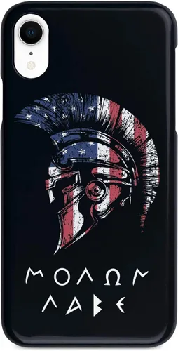 Vista 11 de Inspired Cases - Compatible con iPhone Xs Max - Funda protectora con textura 3D para Apple iPhone Xs Max - Bandera americana - Spartan - Molon Labe