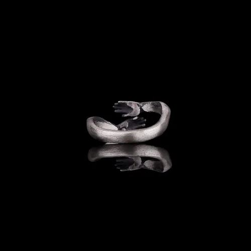 Vista 5 de Hugging Hands Ring, Silver Hugging Ring, Hugging Hands, Embracing You Silver Ring, Cuddle Ring Sterling Silver, Adjustable Silver hands Ring