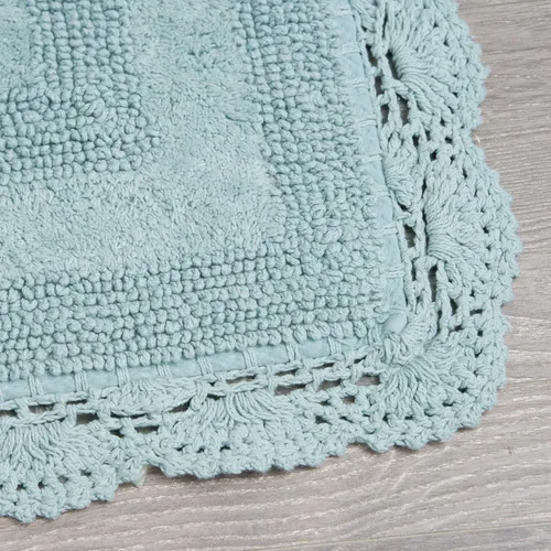 Vista 3 de Laura Ashley Alfombra de baño de algodón de ganchillo 17x24 in, Aqua