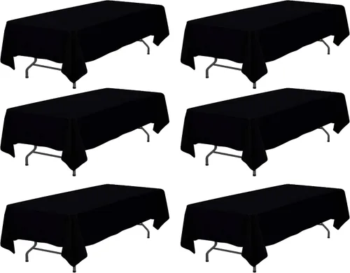 Vista 11 de White Classic WEALUXE Black Table Cloth for 6 Foot Rectangle Tables, 60x102 inches, Water, Stain and Wrinkle Resistant, 200 GSM Washable Poly Fabric