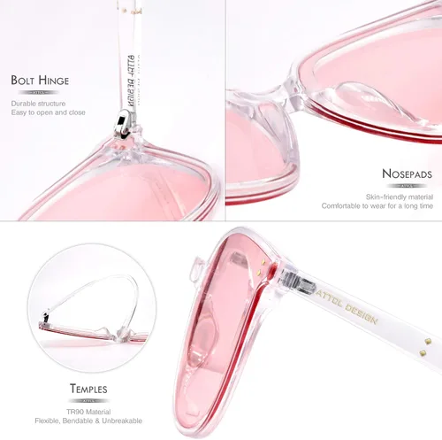 Vista 4 de ATTCL Gafas de sol unisex de gran tamaño para mujer, redondas, espejadas, protección UV400