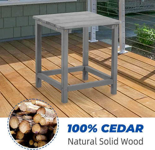Vista 5 de Mesa auxiliar de madera para exteriores, mesa auxiliar de jardín para patio, mesa de centro para interiores o exteriores