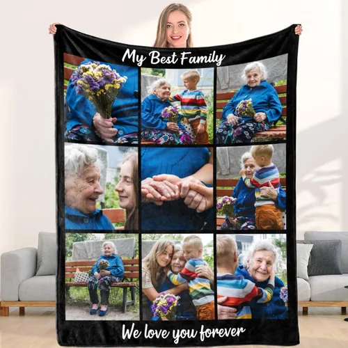Vista 14 de Manta de collage de fotos personalizada, manta de diseño divertido, manta de fotos personalizadas, regalo facial para él, mantas de lujo ultrasuaves