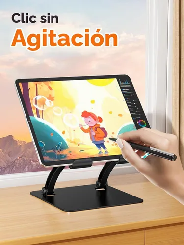 Vista 3 de Soporte para Tablet Tounee, Soporte de Escritorio Ajustable de Aluminio de Doble Varilla, Compatible con iPads de 4.7-16.9", Tabletas Surface, Negro