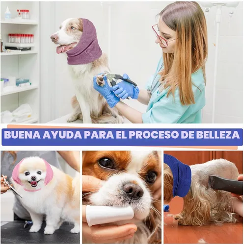 Vista 6 de Saintrygo 4 piezas de fundas para orejas de perro, a prueba de sonido, para ladrar y bañarse, bufanda de invierno cálida para calmar